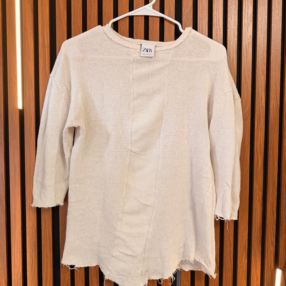 Zara Off-White Textured Tunic
